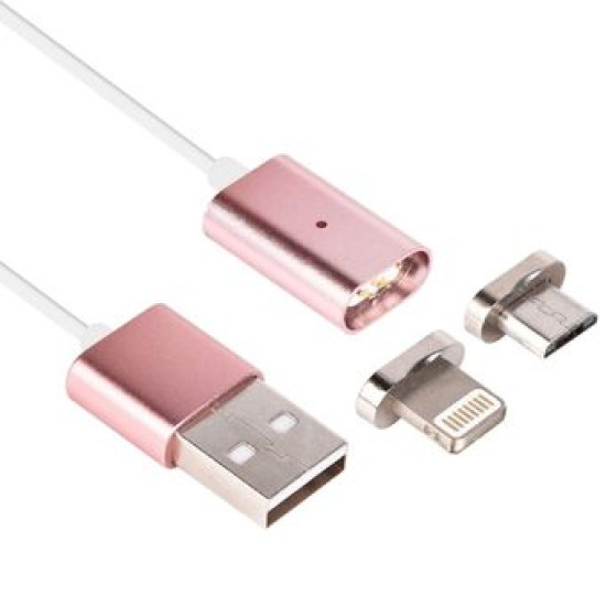 Metal magnetic data cable (pink-gray)