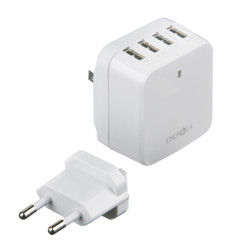 Energea Travelworld White 6.8A 4 USB Wall Charger
