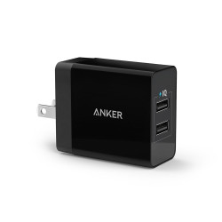 Anker 24W 2-Port USB Charger EU Black &amp; 3ft micro USB Cable Black (accessories) Offline Packaging V3
