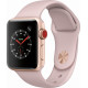 Apple - Apple Watch Series 3 (GPS + Cellular), 42mm Space Pink Aluminum Case with Black Sport Band - Space Pink Aluminum