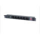 PDU rack 19" 6 sockets with on/off and 2 USB ports 1 HE