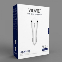 VIDVIE- Dual USB Car Charger - White