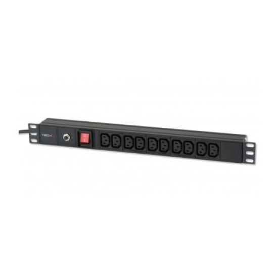 10 VDE Rack PDU with Protection Switch and C14 Plug